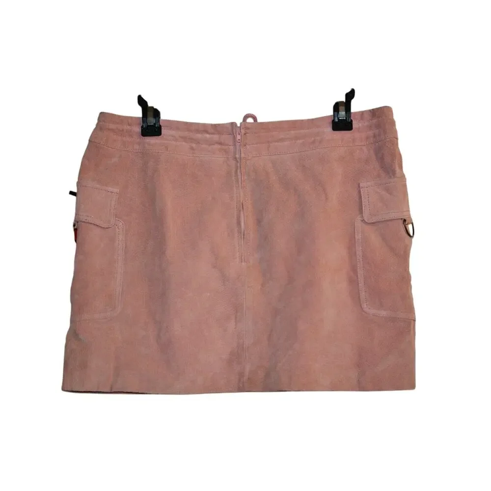 WILSONS LEATHER MAXIMA 12 Mini Skirt Mauve Pink Suede LINED NWT Rare